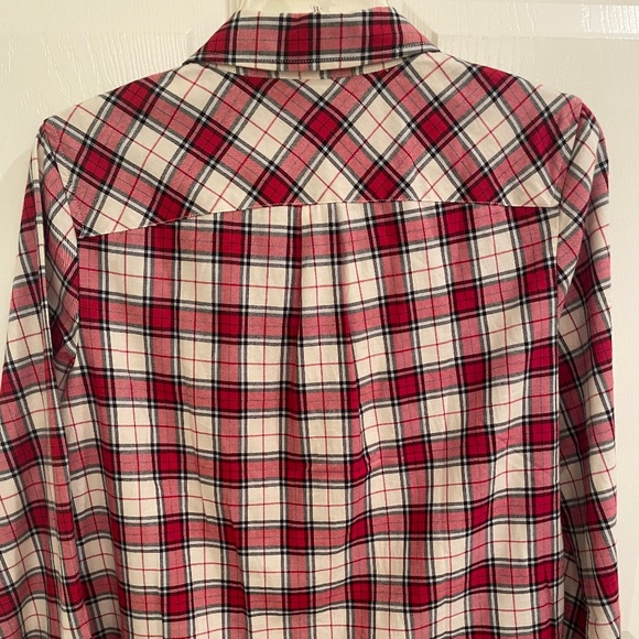 Talbots shimmer red plaid shirt with fine metallic- long sleeve button down S - Picture 10 of 10